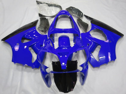 2000-2002 Kawasaki ZX-6R Blue Glossy Black Fairing Kit