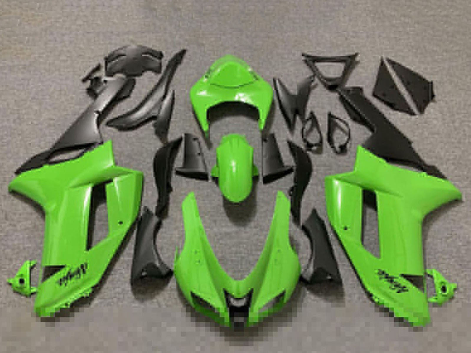 2007-2008 Glossy Green And Matte Black Kawasaki ZX6R Fairing Kit