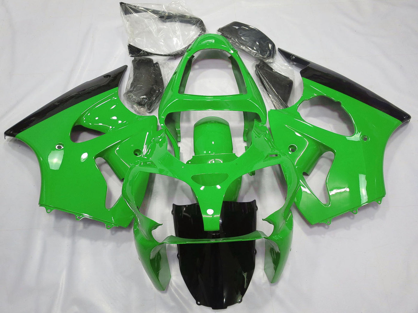 2000-2002 Green Glossy Black Kawasaki ZX6R Fairing Kit
