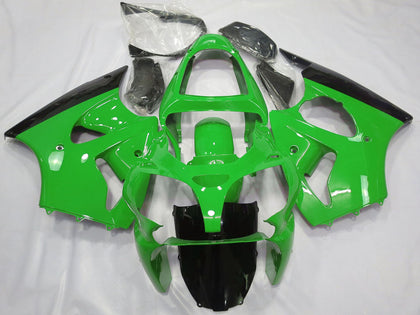 2000-2002 Kawasaki ZX-6R Green Glossy Black Fairing Kit