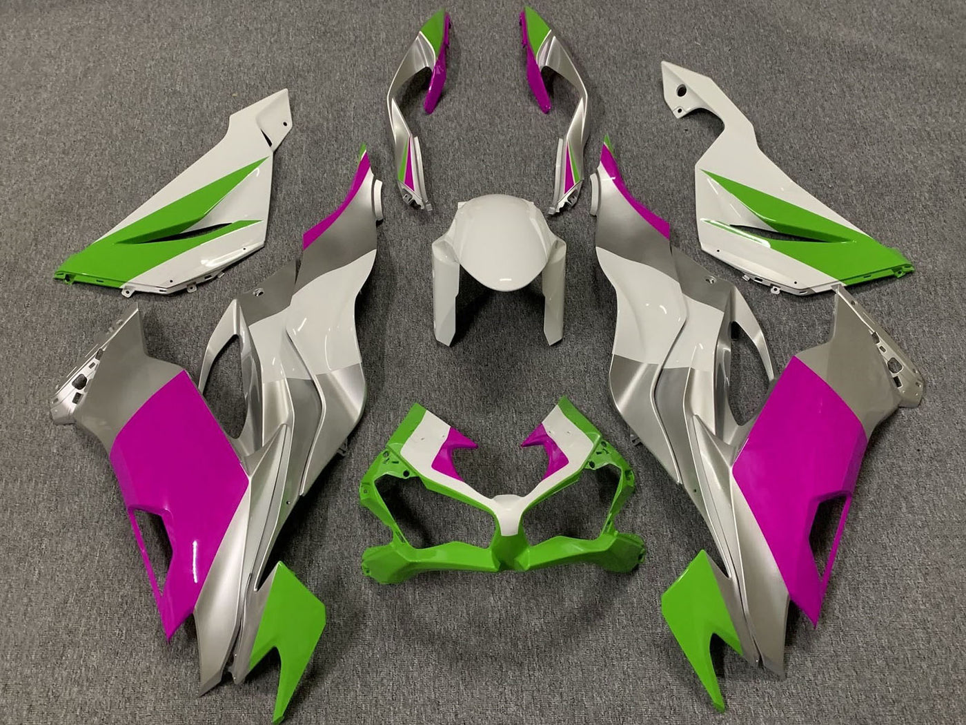 2019-2023 White Silver Green Pink Kawasaki ZX6R Fairing Kit