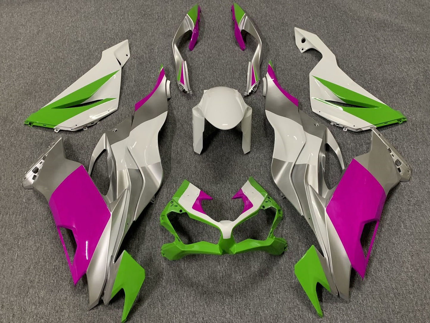 2019-2023 White Silver Green Pink Kawasaki ZX6R Fairing Kit
