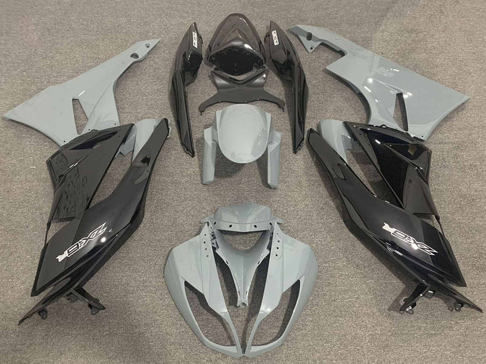 2009-2012 Grey Glossy Black Kawasaki ZX6R Fairing Kit