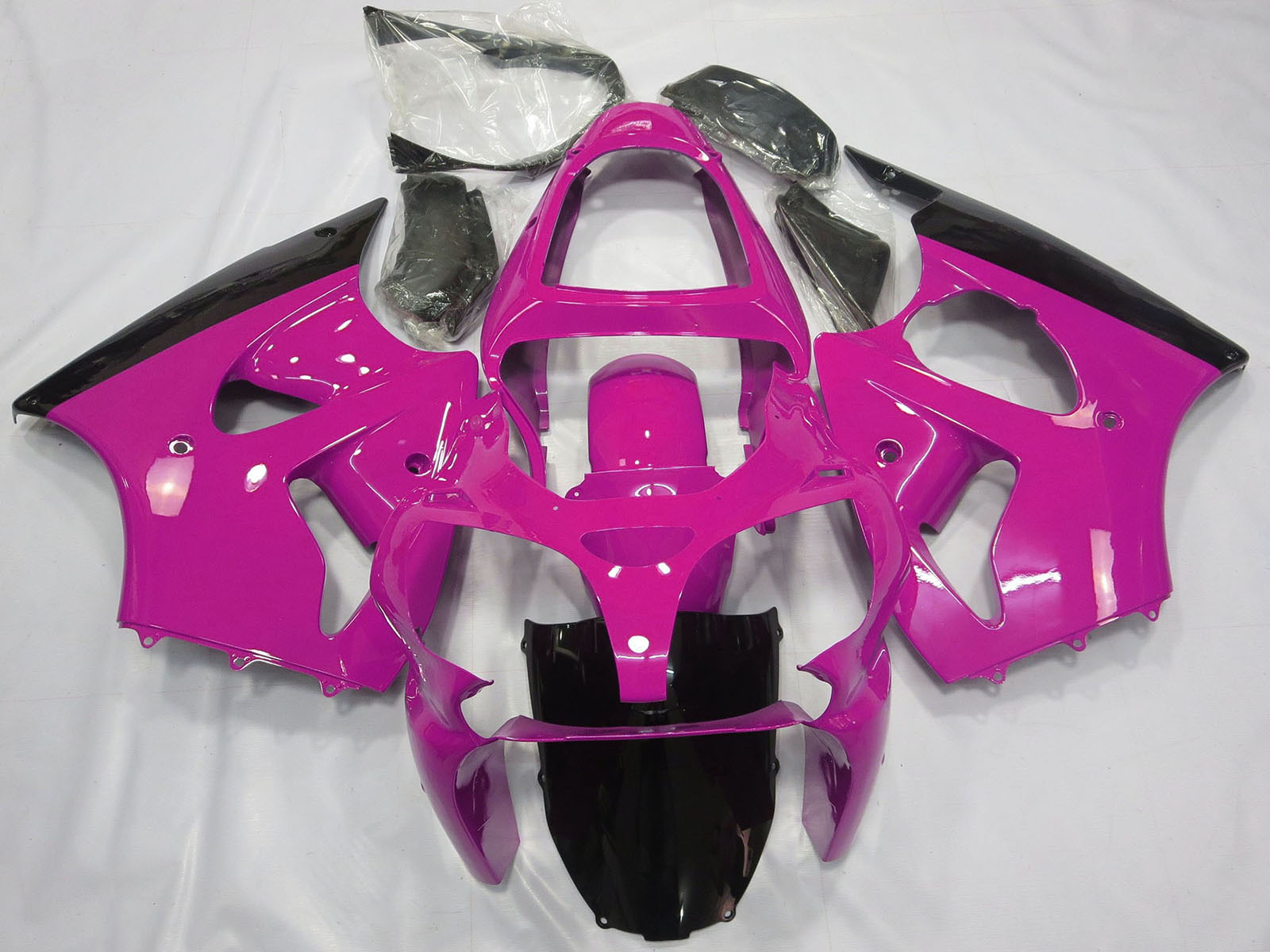 2000-2002 Pink Glossy Black Kawasaki ZX6R Fairing Kit