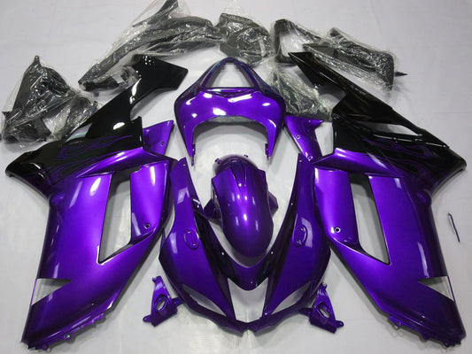 2007-2008 Glossy Purple Black Kawasaki ZX6R Fairing Kit