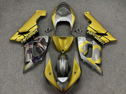 2005-2006 Kawasaki ZX-6R Gold Silver Fairing Kit