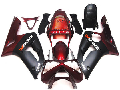2003-2004 Kawasaki ZX-6R Maroon Red Matte Black Fairing Kit