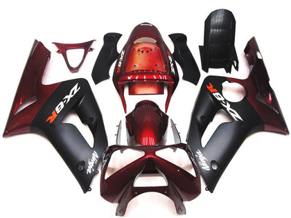 2003-2004 Kawasaki ZX-6R Maroon Red Matte Black Fairing Kit