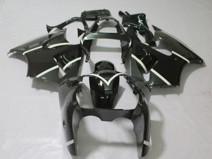 2000-2002 Kawasaki ZX-6R Glossy Black White Fairing Kit