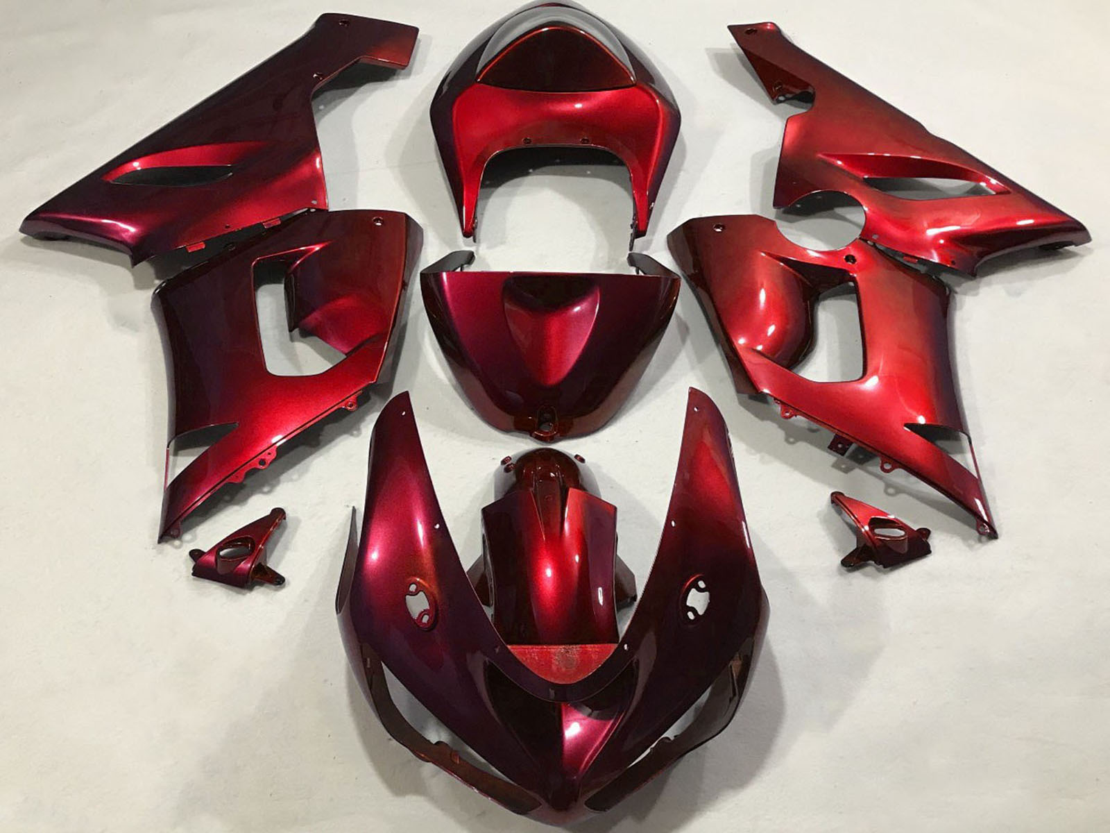 2005-2006 Metallic Red Kawasaki ZX6R Fairing Kit
