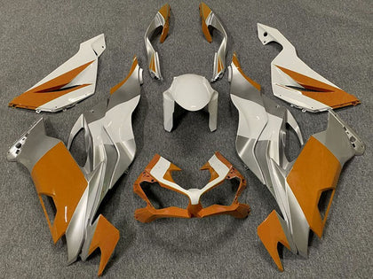 2019-2023 Kawasaki ZX-6R White Silver Orange Fairing Kit