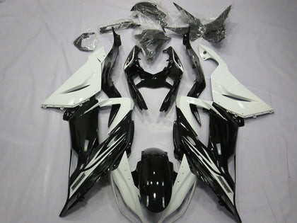 2013-2018 Kawasaki ZX-6R White Glossy Black Fairing Kit