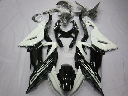 2013-2018 Kawasaki ZX-6R White Glossy Black Fairing Kit