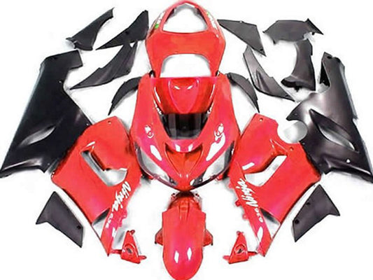 2005-2006 Red Matte Black Kawasaki ZX6R Fairing Kit