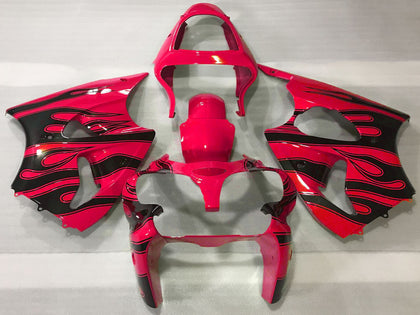 2000-2002 Kawasaki ZX-6R Red Black Flame Fairing Kit