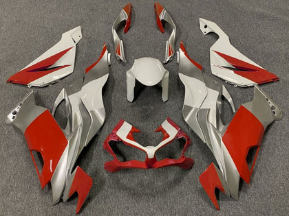2019-2023 Kawasaki ZX-6R White Silver Red Fairing Kit