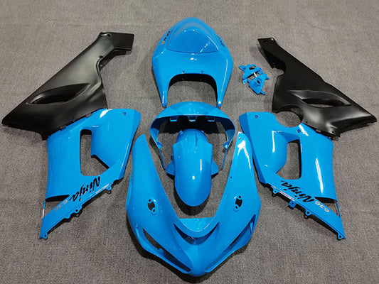 2005-2006 Vibrant Blue Matte Black Kawasaki ZX6R Fairing Kit