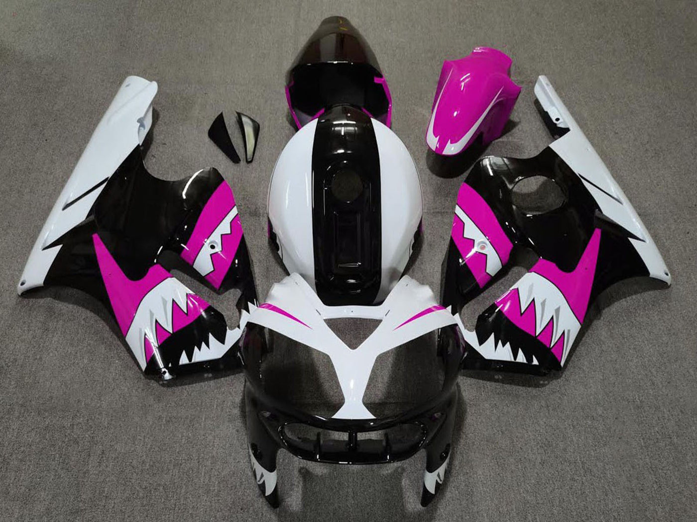 2002-2006 Pink Black White Shark Kawasaki ZX12R Fairing Kit