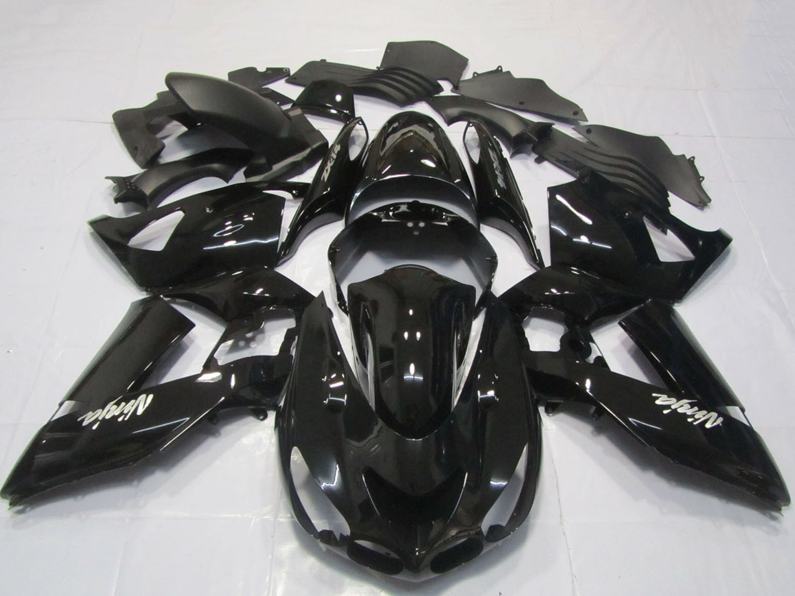 2006-2011 Glossy Black White Ninja Kawasaki ZX14R Fairing Kit