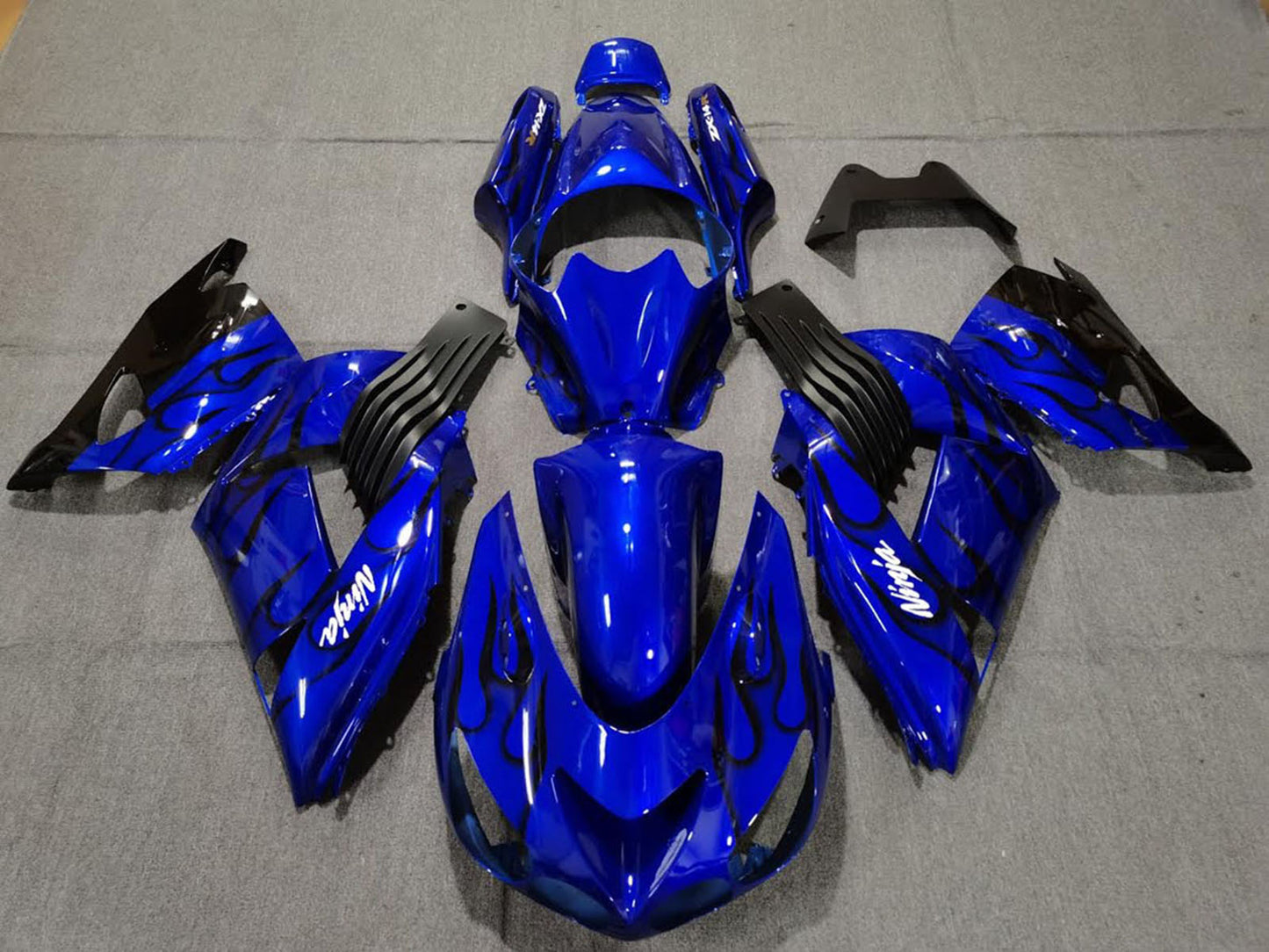 2006-2011 Blue Black Flame Kawasaki ZX14R Fairing Kit