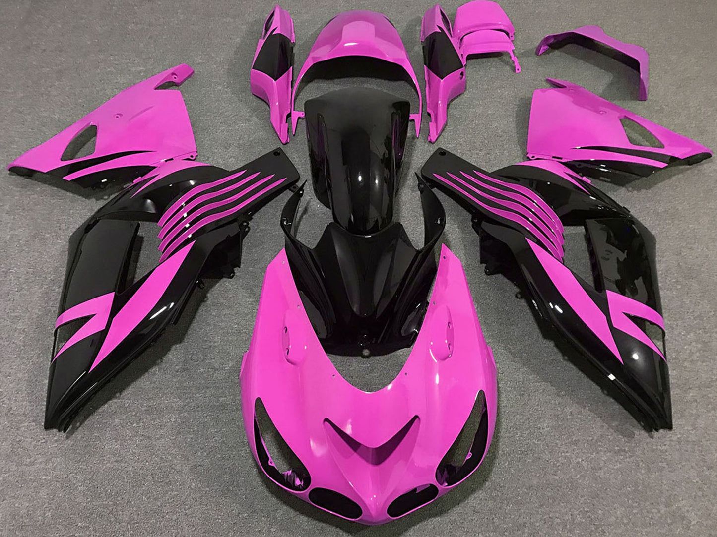 2006-2011 Pink Glossy Black Kawasaki ZX14R Fairing Kit