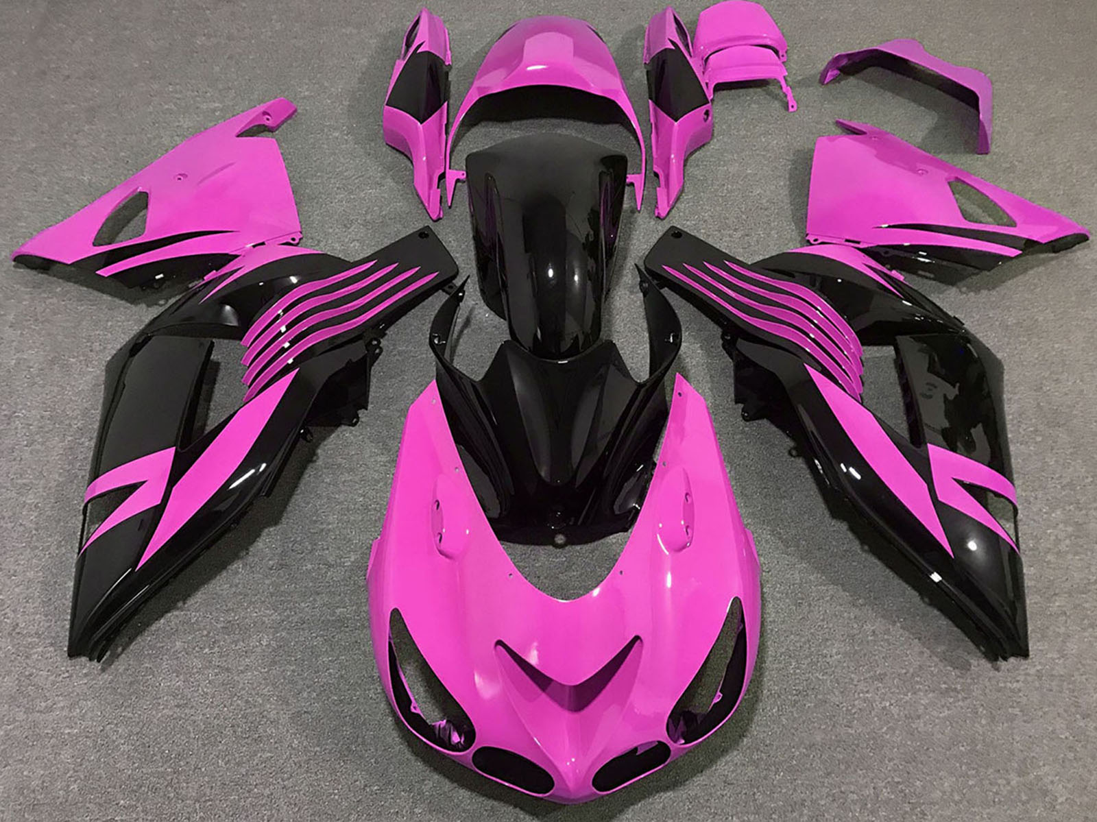 2006-2011 Pink Glossy Black Kawasaki ZX14R Fairing Kit