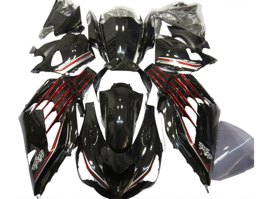 2012-2021 Glossy Black Red Kawasaki ZX14R Fairing Kit