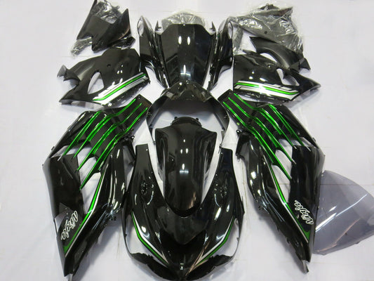 2012-2021 Glossy Black Green Kawasaki ZX14R Fairing Kit