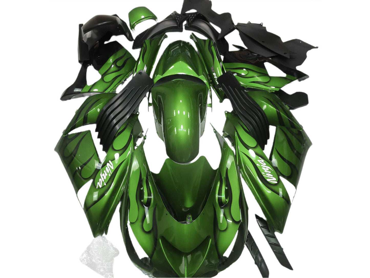 2006-2011 Green Black Flame Kawasaki ZX14R Fairing Kit