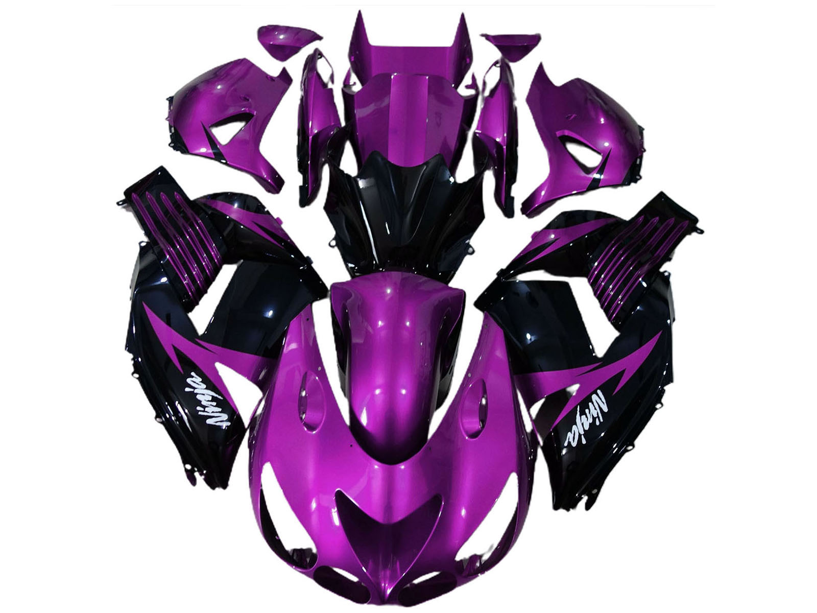 2006-2011 Purple Glossy Black White Ninja Kawasaki ZX14R Fairing Kit