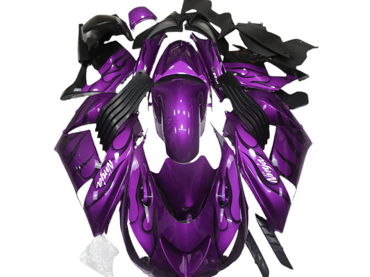 2006-2011 Purple Black Flame White Ninja Kawasaki ZX14R Fairing Kit