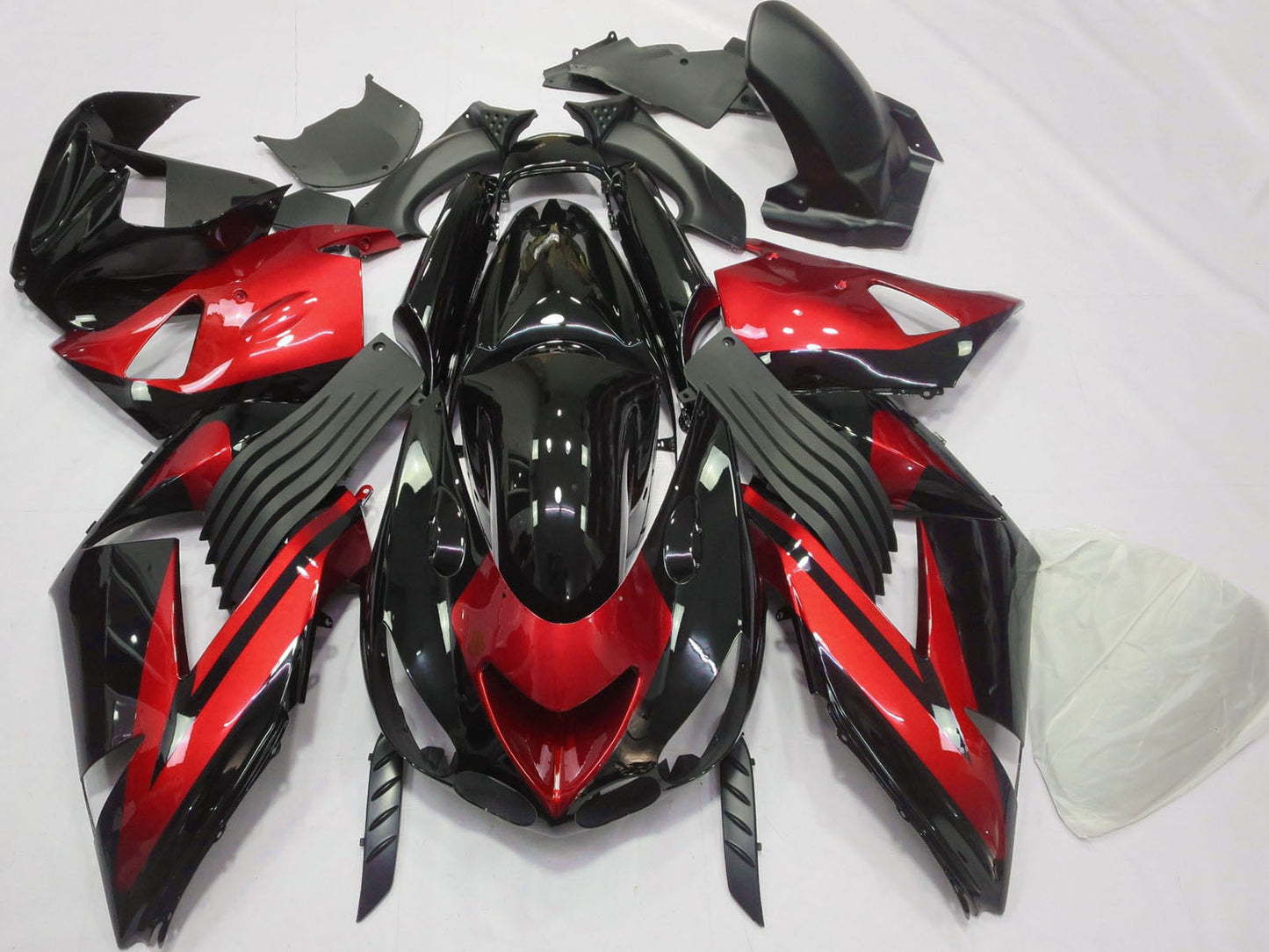 2006-2011 Red Glossy Black Stripe Kawasaki ZX14R Fairing Kit