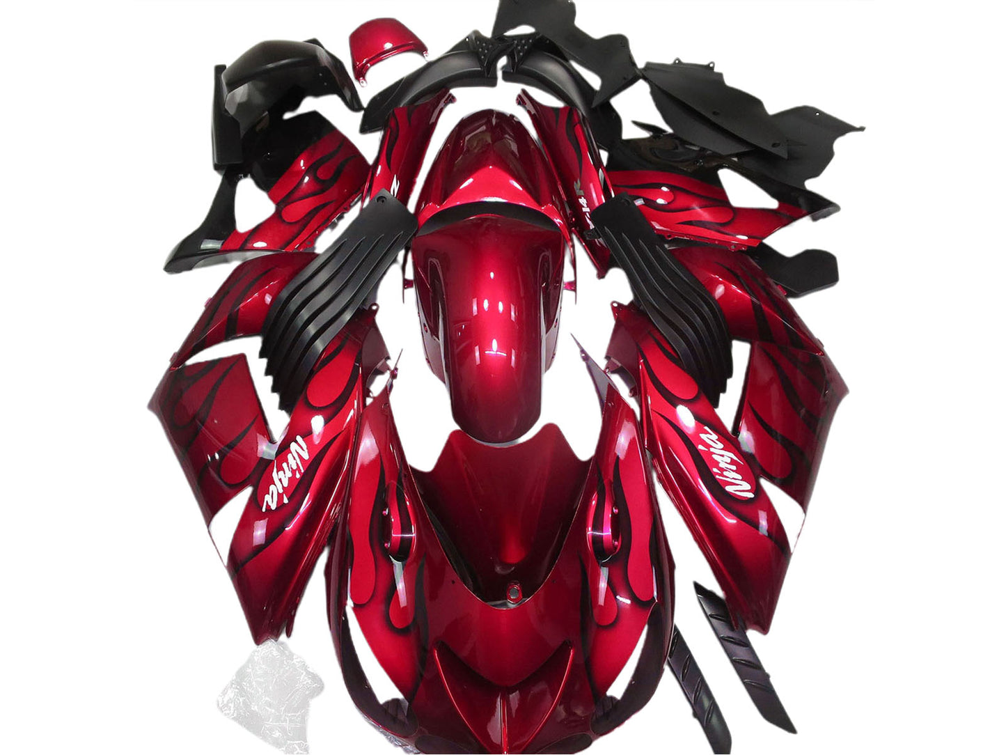 2006-2011 Red Black Flame White Ninja Kawasaki ZX14R Fairing Kit