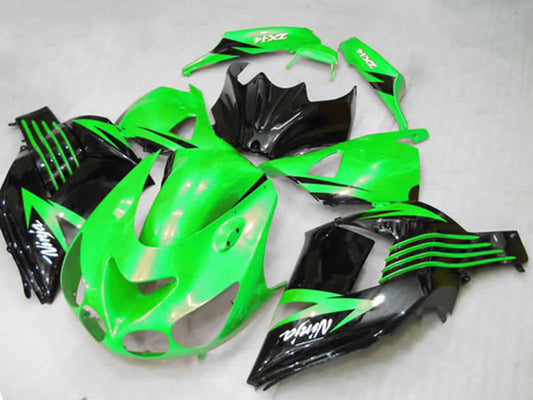 2012-2021 Green Glossy Black White Ninja Kawasaki ZX14R Fairing Kit