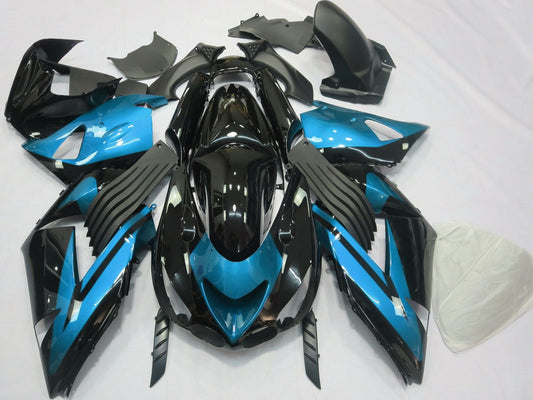 2006-2011 Light Blue Glossy Black Kawasaki ZX14R Fairing Kit