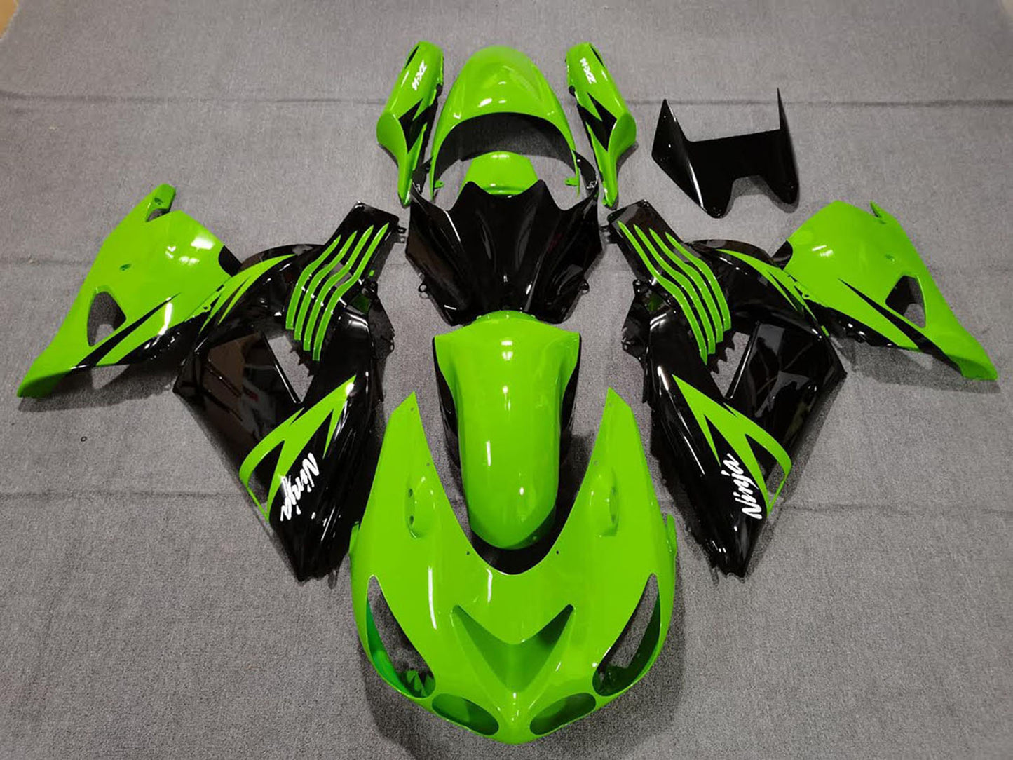2006-2011 Green Glossy Black White Ninja Kawasaki ZX14R Fairing Kit