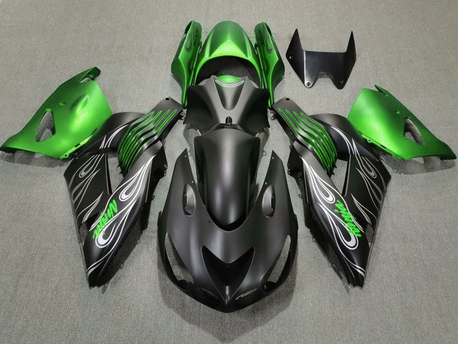 2006-2011 Green Matte Black Kawasaki ZX14R Fairing Kit