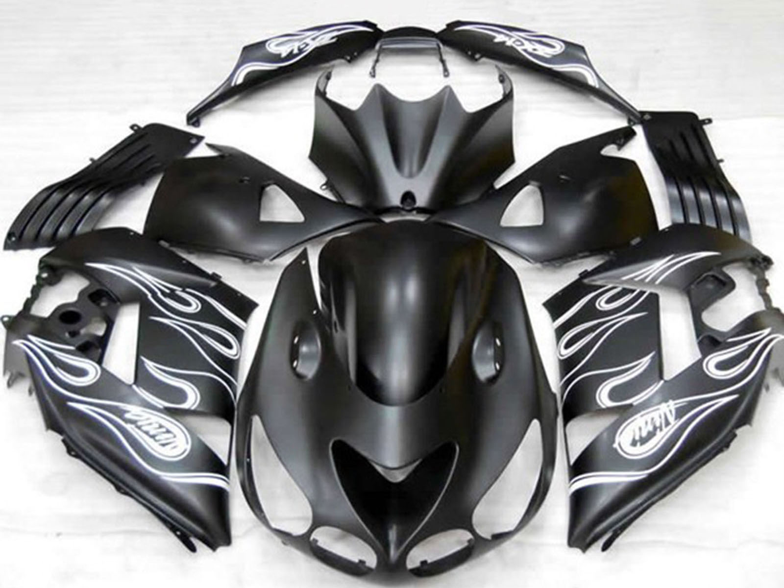 2006-2011 Matte Black Silver Flame Kawasaki ZX14R Fairing Kit