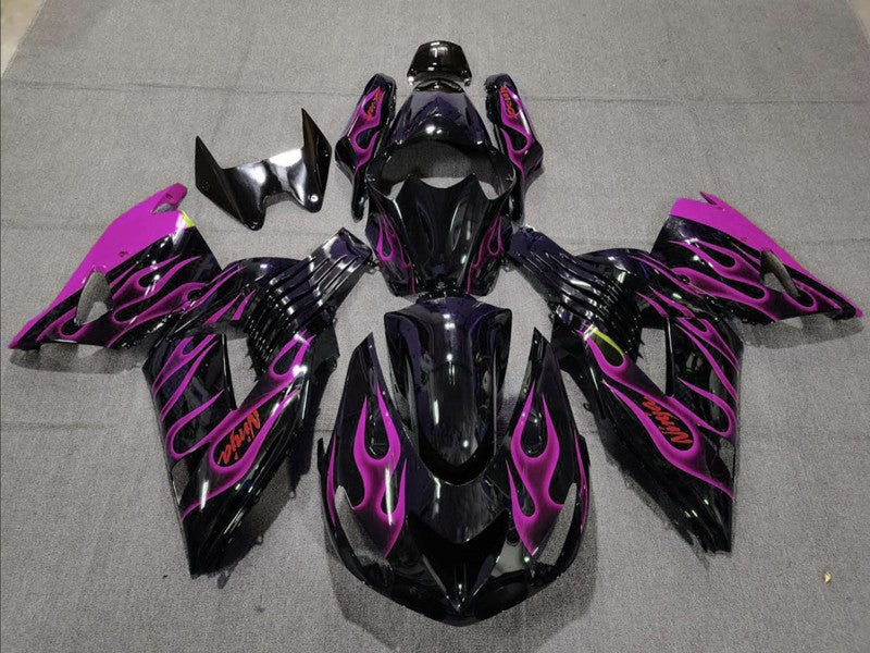 Purchase 2006-2011 Glossy Black Purple Flame Kawasaki ZX14R Motorcycle Fairing UK
