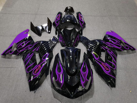 2006-2011 Glossy Black Purple Flame Kawasaki ZX14R Fairing Kit