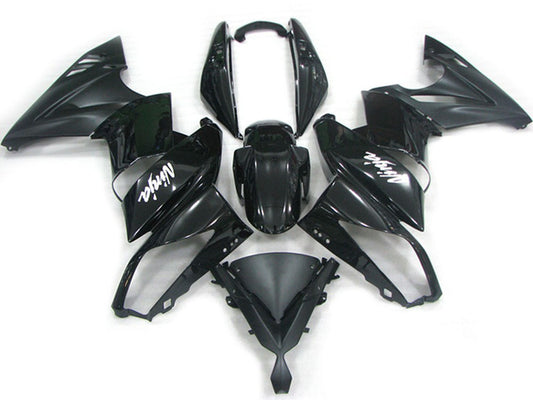 2009-2011 Glossy Black Matte Black White Decal Kawasaki Ninja 650R Fairing Kit