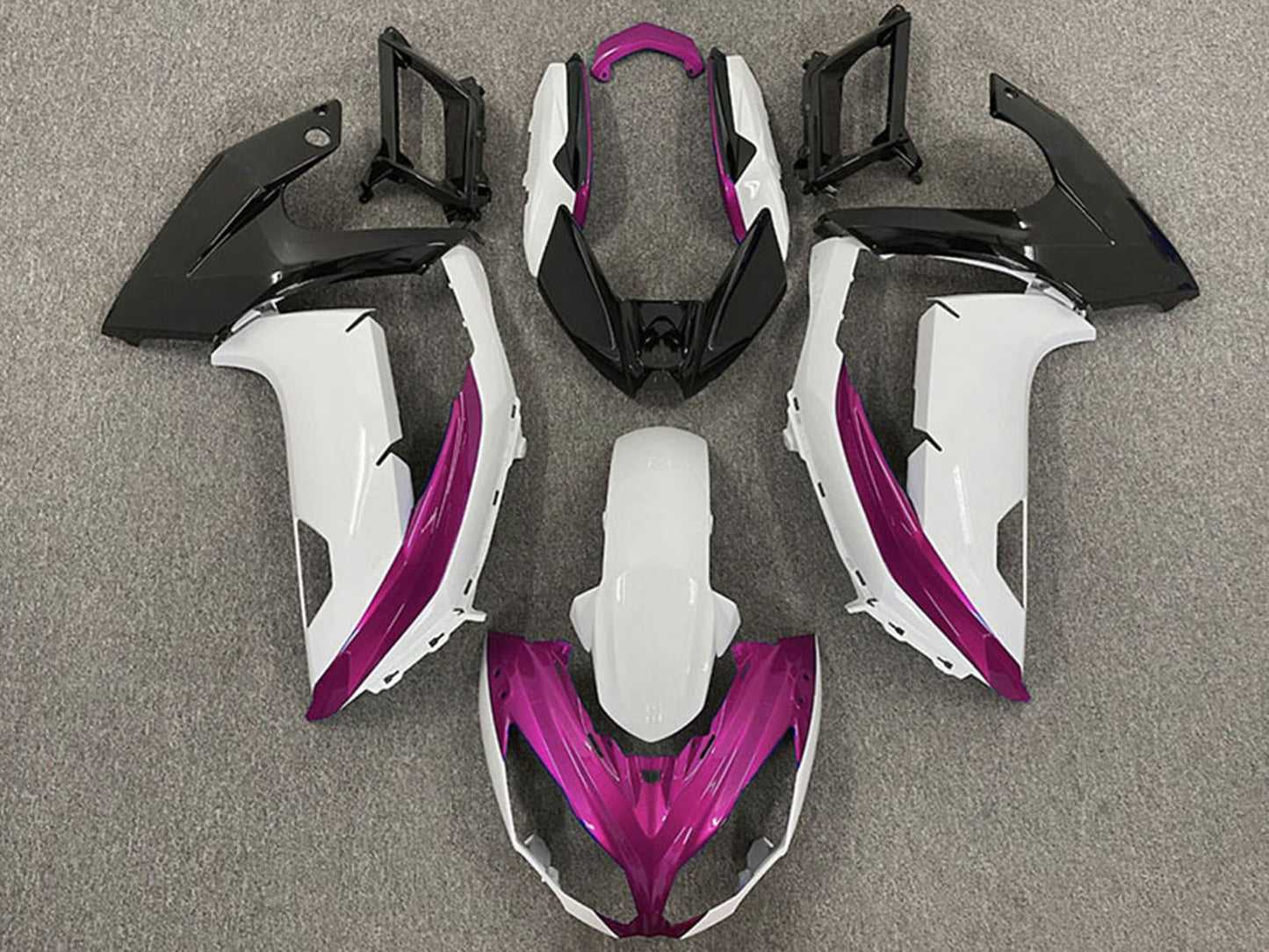 2009-2011 White Magenta Matte Black Kawasaki Ninja 650R Fairing Kit