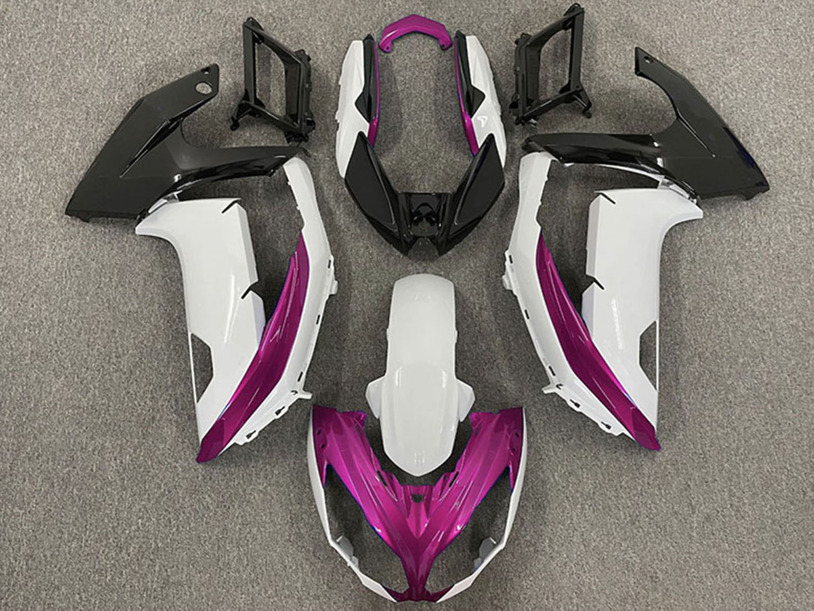 2009-2011 White Magenta Matte Black Kawasaki Ninja 650R Fairing Kit