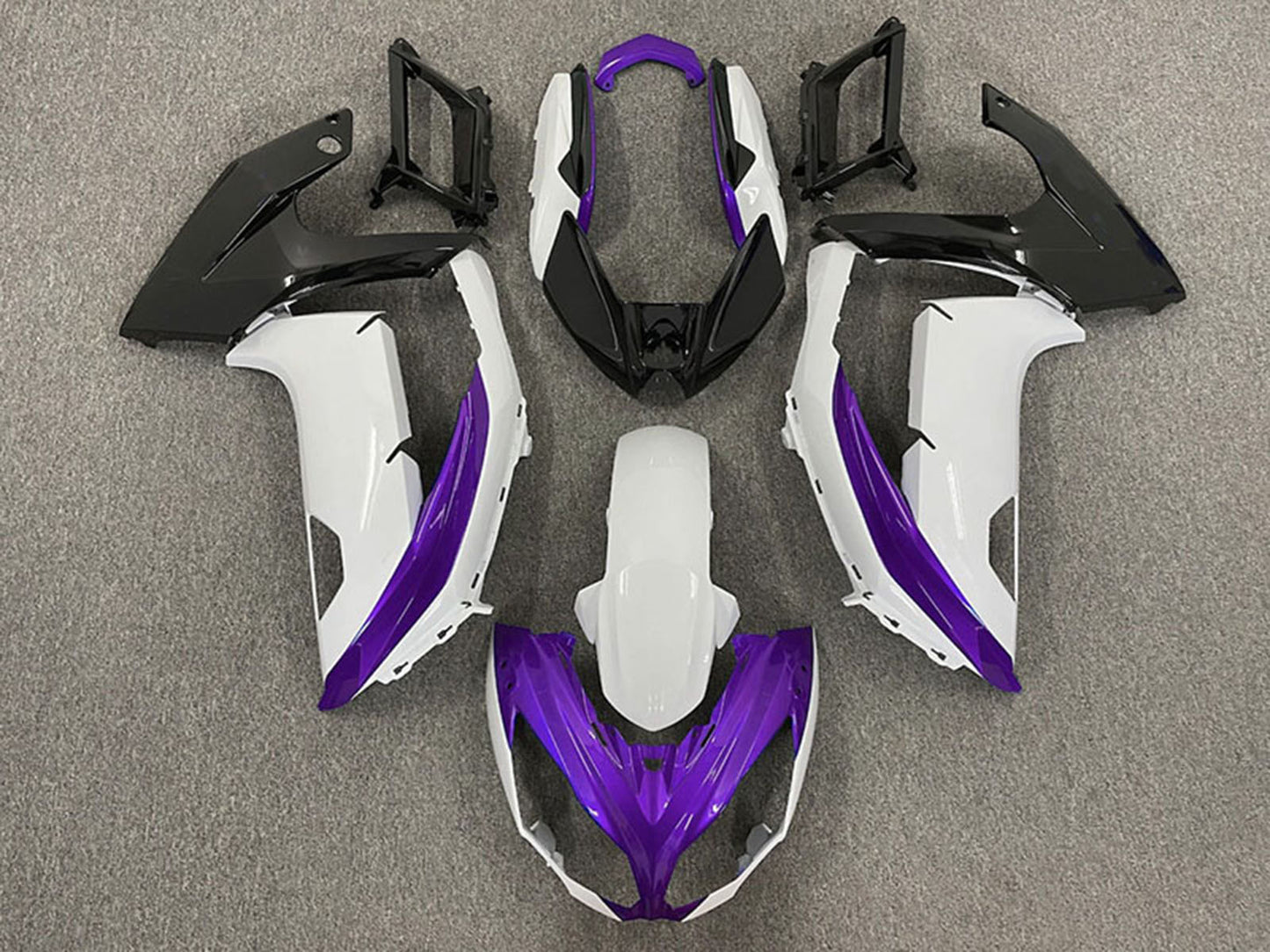 2009-2011 White Purple Matte Black Kawasaki Ninja 650R Fairing Kit