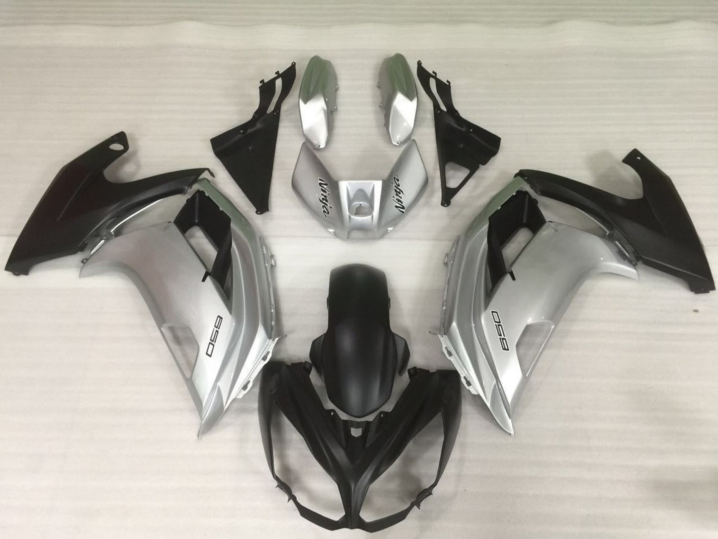 2009-2011 Silver Matte Black Kawasaki Ninja 650R Fairing Kit
