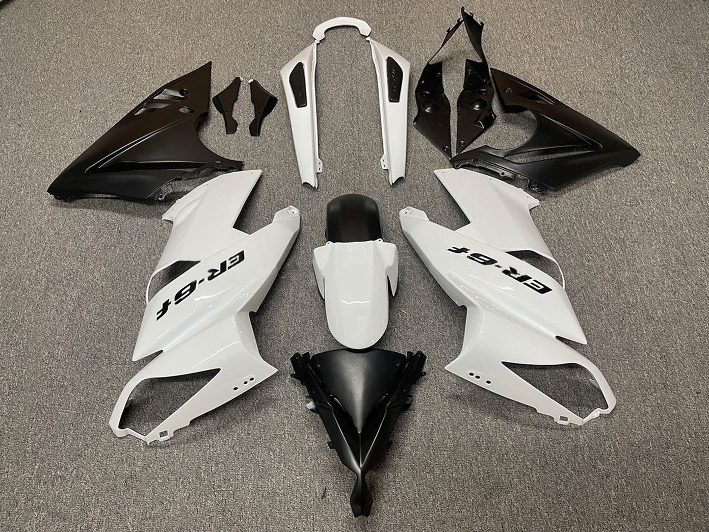 2009-2011 White Matte Black Kawasaki Ninja ER6F Fairing Kit