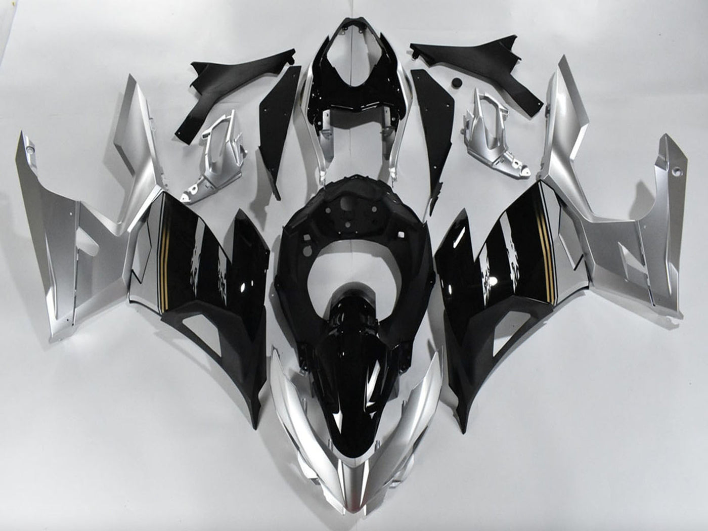 2018-2023 Silver Glossy Black Kawasaki Ninja 400 Fairing Kit