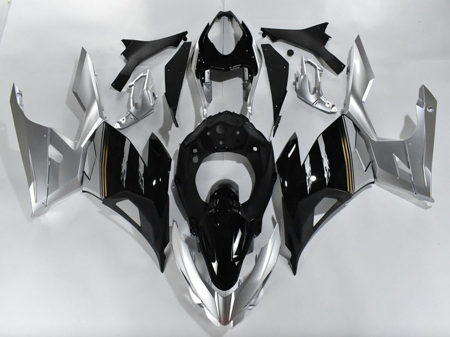 2018-2023 Silver Glossy Black Kawasaki Ninja 400 Fairing Kit