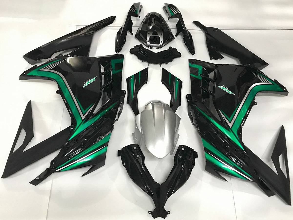 2013-2018 Glossy Black Emerald Green Kawasaki Ninja 300 Fairing Kit
