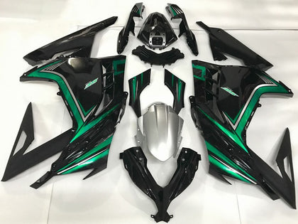 2013-2018 Kawasaki Ninja-300 Glossy Black Emerald Green Fairing Kit